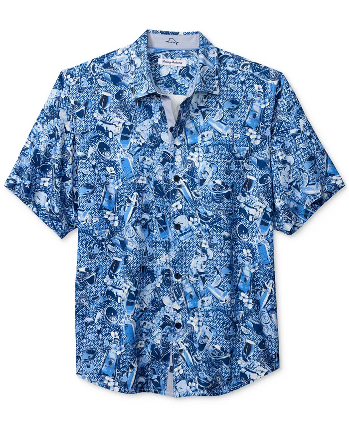 

Мужская рубашка с коротким рукавом Island Mixer, принтованная, на пуговицах Tommy Bahama, синий