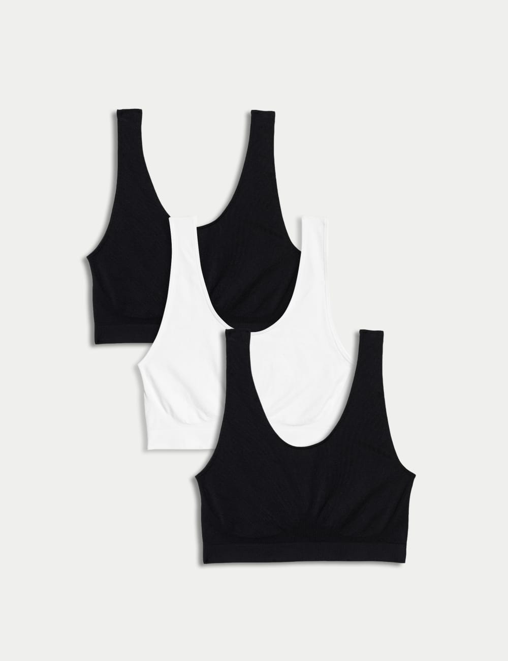 

3 шт. бесшовные укороченные топы без косточек Marks & Spencer, белый/черный