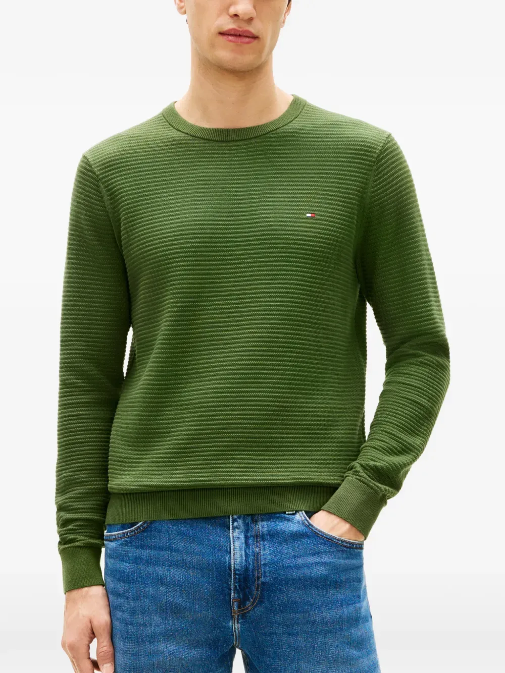 Фактурный джемпер с круглым вырезом Tommy Hilfiger, зеленый — фото 4