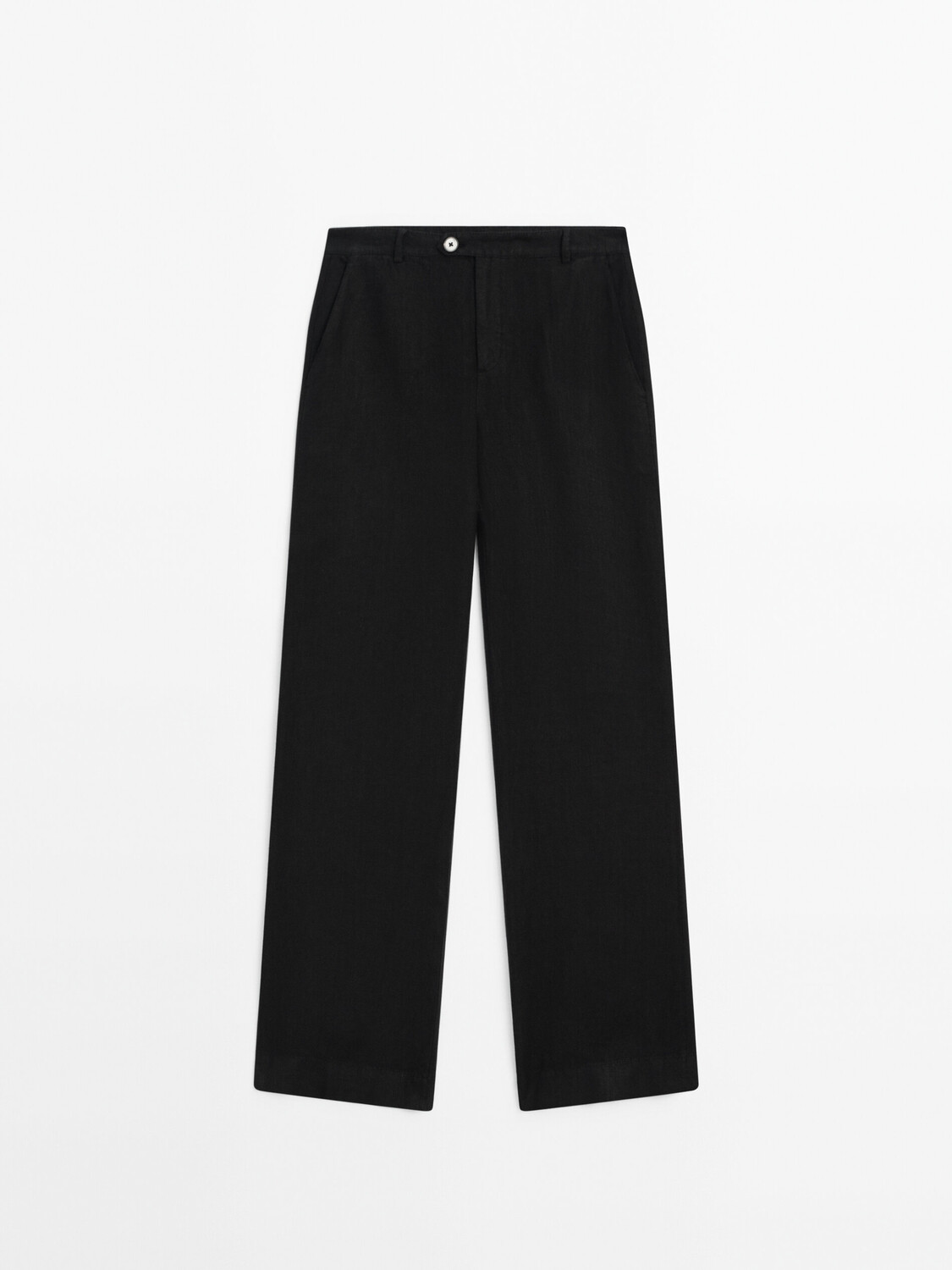 

Расклешенные брюки из 100% льна Massimo Dutti, черный