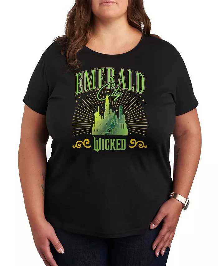 

Футболка большого размера Wicked Emerald City с круглым вырезом и принтом Hybrid Apparel, черный