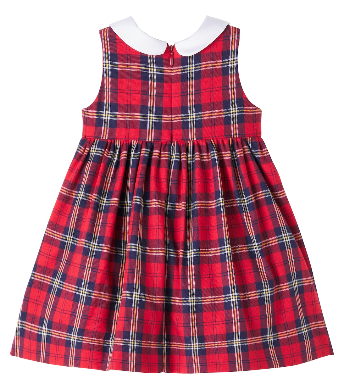 Детское платье из хлопковой ткани в клетку Monnalisa, Rubino + Blue Navy — фото 2