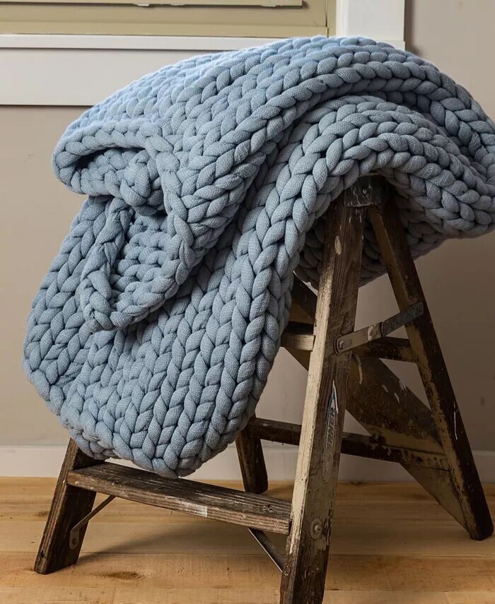 

Плед массивной вязки, 40 x 50 дюймов American Heritage Textiles, синий