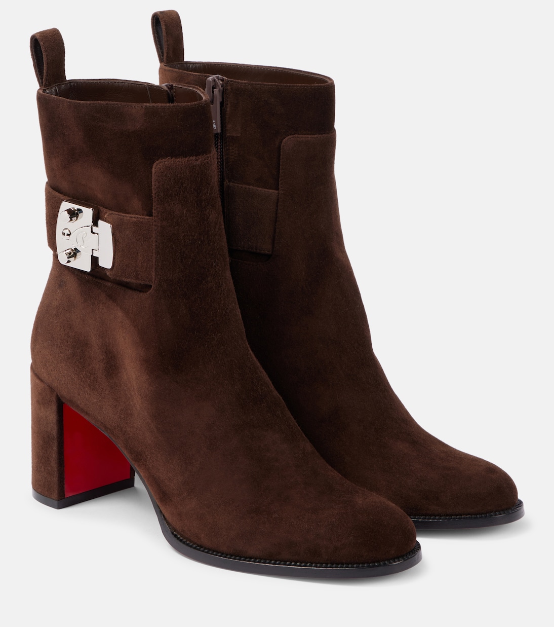 Ботинки Booty Lock 70 на шнуровке из замши Christian Louboutin, Cosme