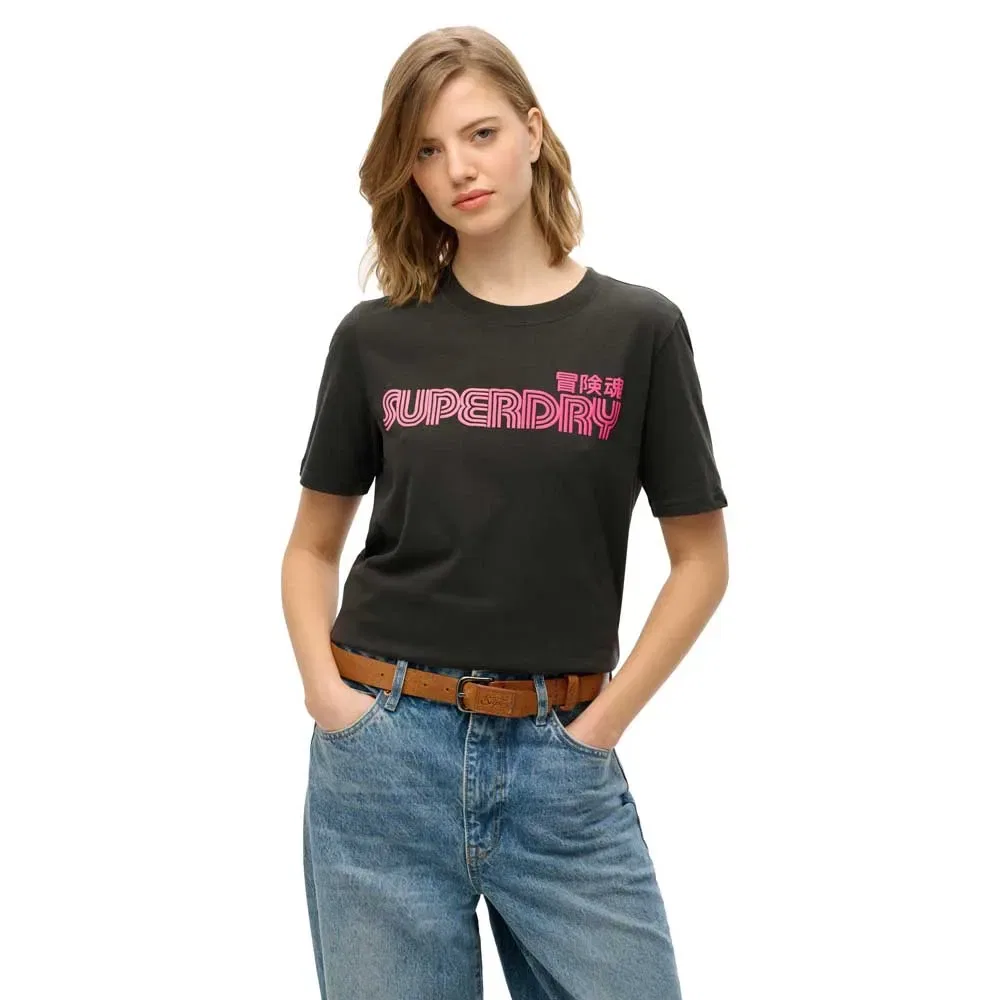 Женская футболка с принтом Faded Core Superdry, Black