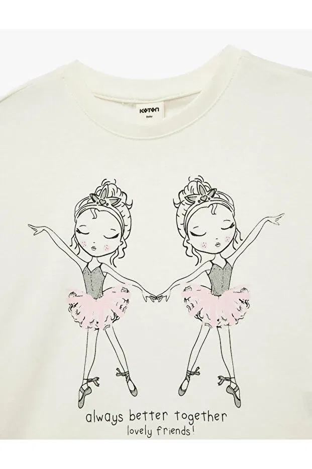 Детская футболка для мальчиков с принтом Ballerina Printed Koton, Ecru — фото 3