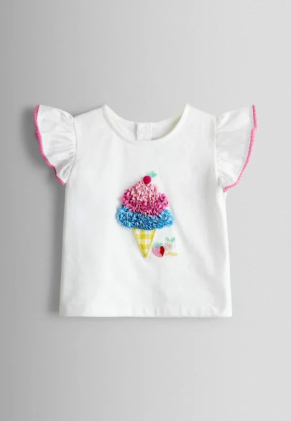 Классический крой - комплект из топа с оборками на рукавах и шорт - шорты Jojo Maman Bebe, голубой — фото 2
