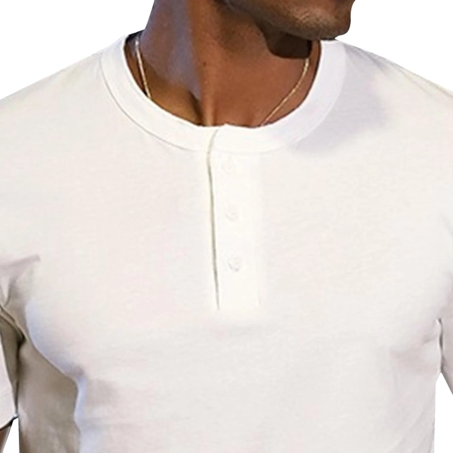Мужская облегающая футболка-поло с воротником-стойкой Athletic Basic Henley, White — фото 2