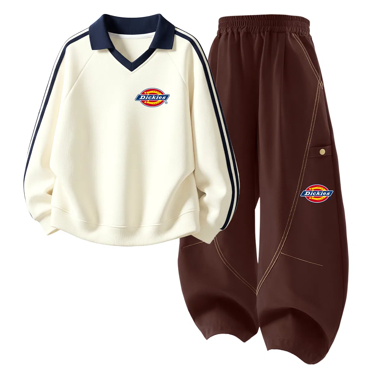 Детский спортивный комплект с логотипом S Logo Thick K Ivory White+Silicone S Logo K_Right Middle Mocha Coffee, Dickies, Ivory White/Mocha Coffee