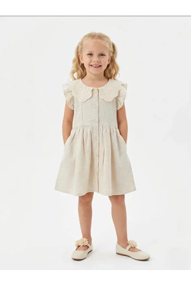 Детское платье для девочек льняное Moda, Beige