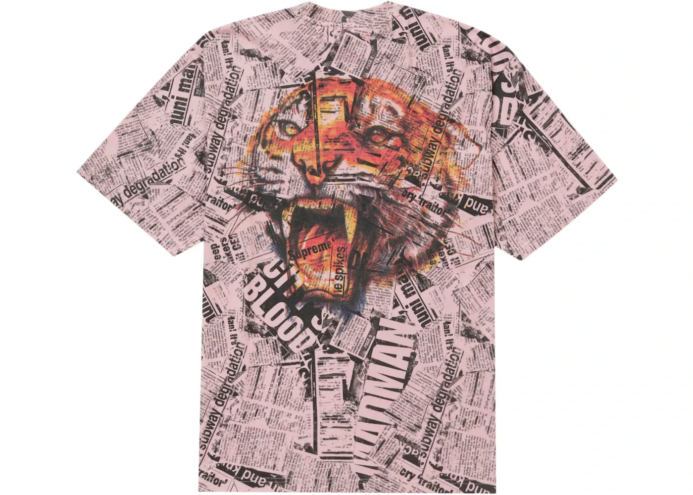 Мужская футболка с принтом Supreme Newspaper S/S Top, Pink