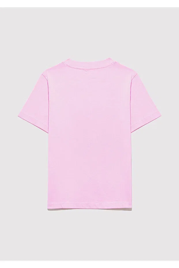Детская футболка для девочек с принтом Logo Cat Printed Regular Fit Mavi, Pink-70973 — фото 4