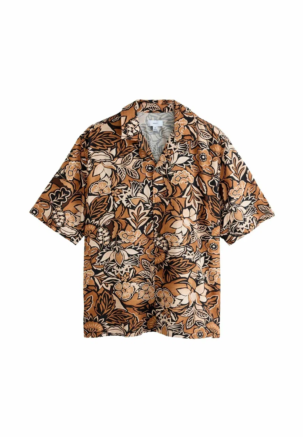 Рубашка с коротким рукавом и принтом в японском стиле, стандартного кроя Next, Brown Floral