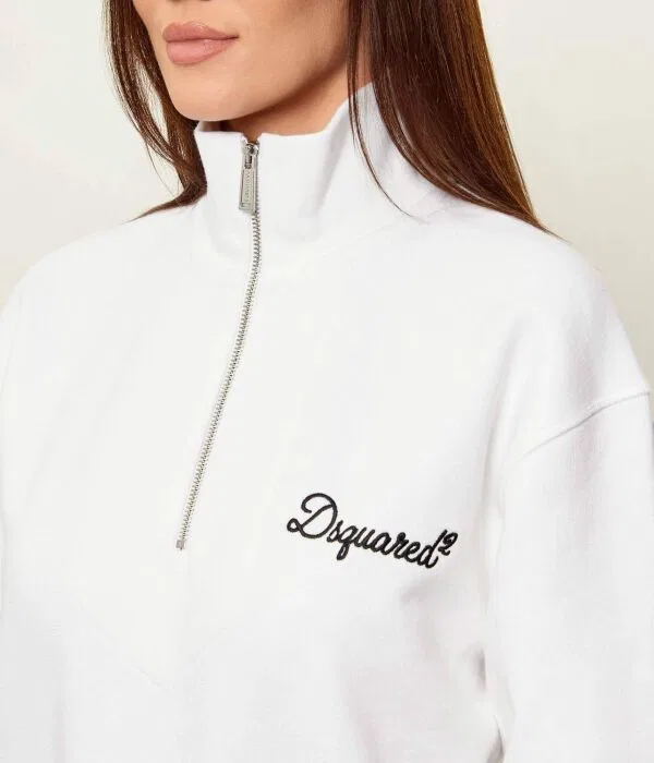 Женская флисовая кофта с молнией Dsquared2, белый — фото 4