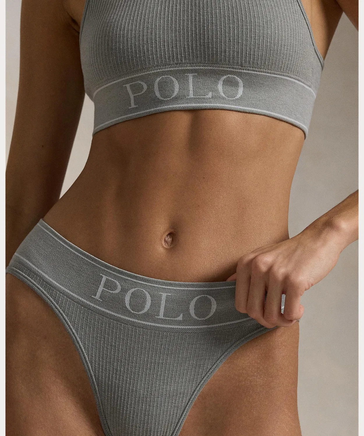 Женские трусы-слипы с принтом Polo Ralph Lauren, серые — фото 2