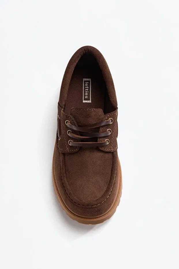 Детские туфли для девочек на шнуровке Track-Soled boat shoes Lefties, Brown — фото 3