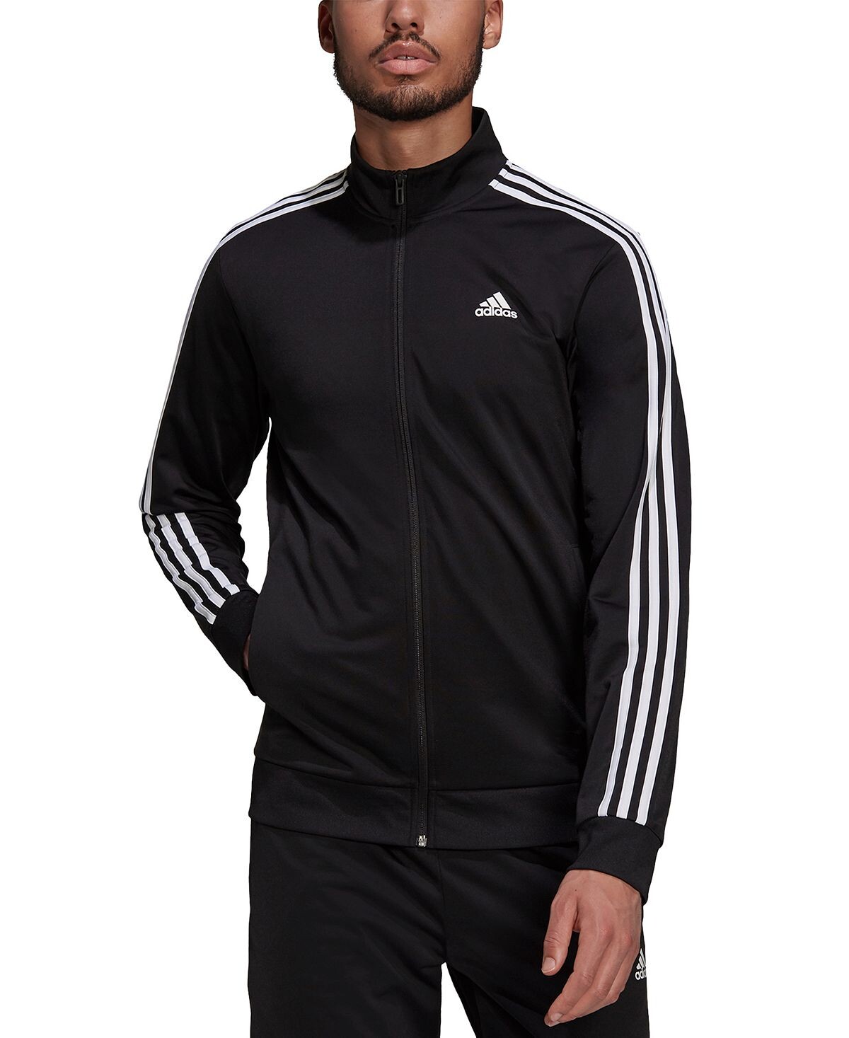 Мужская спортивная куртка из трикотажа adidas, черно-белый — фото 2