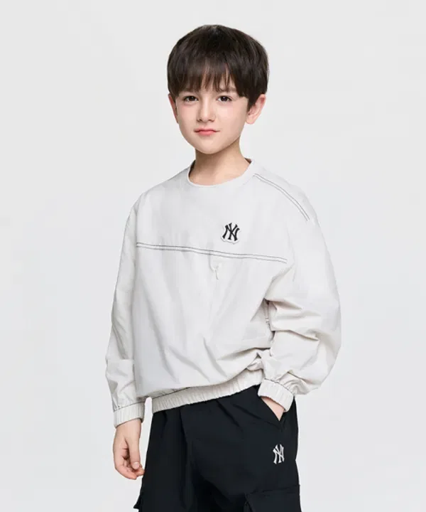 Свитшот Outdoor Basic Woven, Mlb Kids, кремовый — фото 4