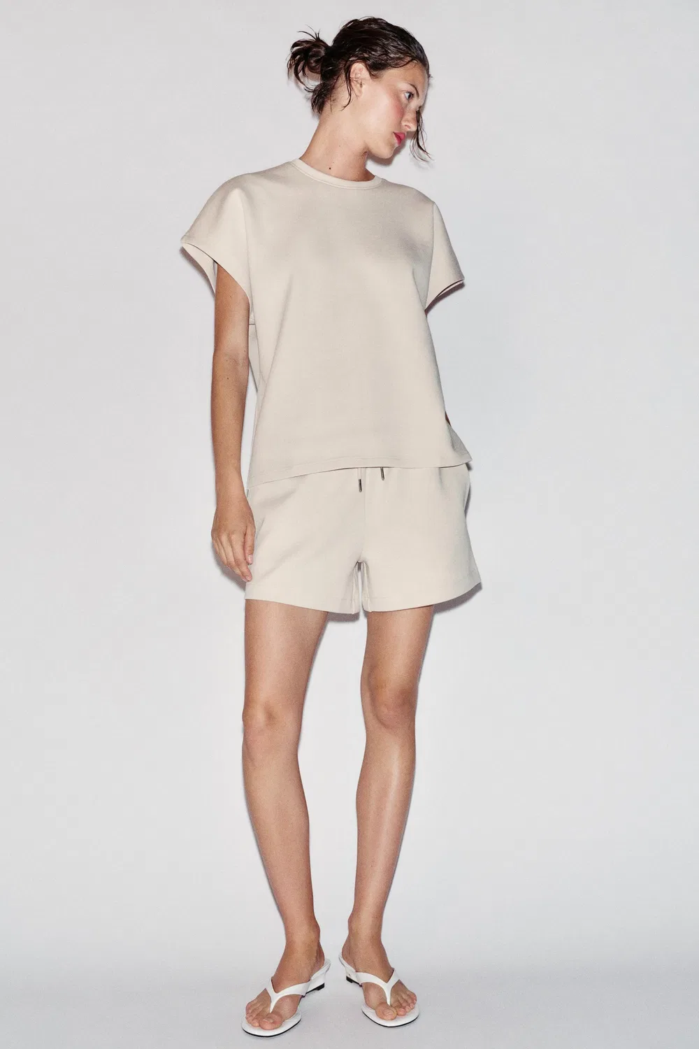 Шорты-бермуды INTERLOCK ZARA, Sand
