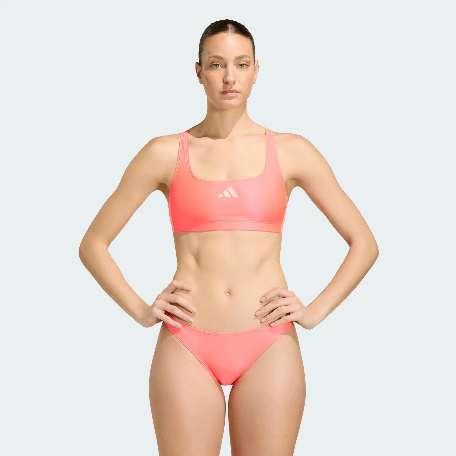 Женское бикини с принтом 3-Streifen Bikini V-formiger Ruckenausschnitt Adidas, Rosa
