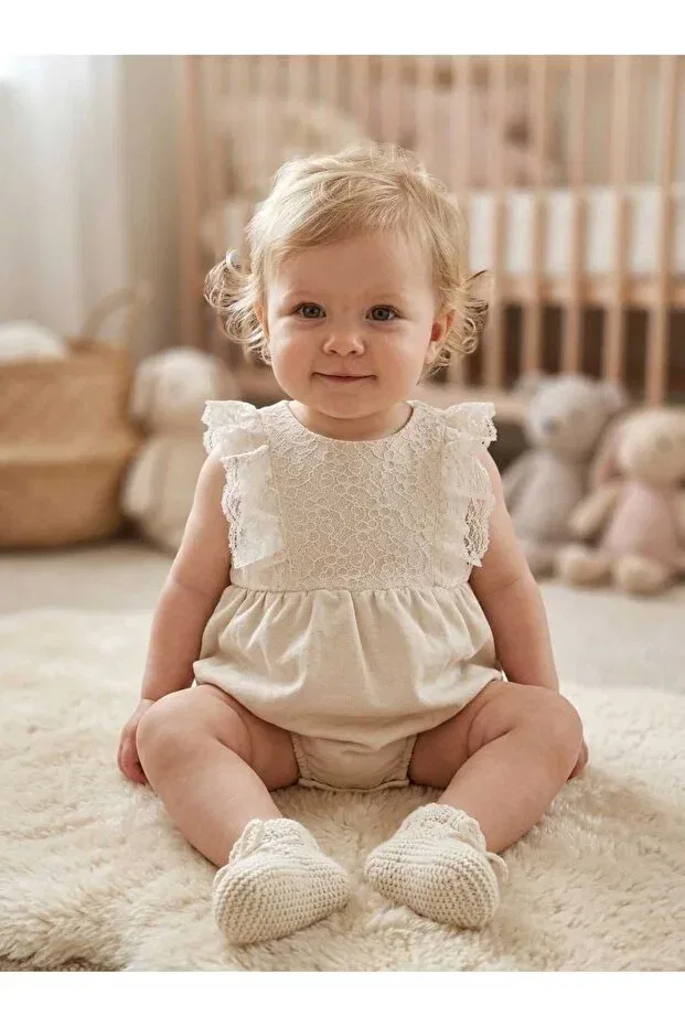 Детский комбинезон для девочек хлопковый Kayakids, Ecru