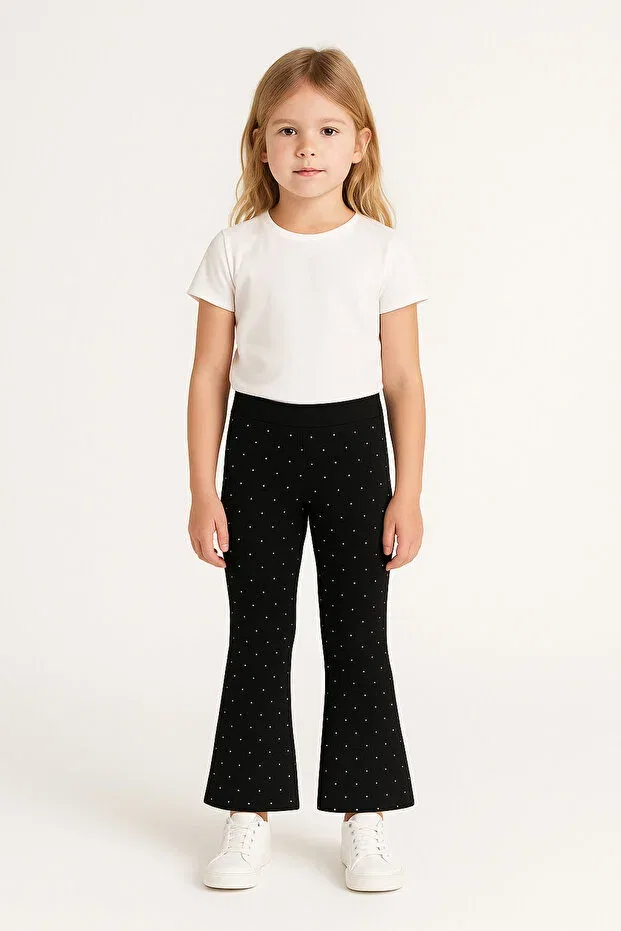 Детские леггинсы для девочек с зауженным низом Mini Kanka, Black — фото 2