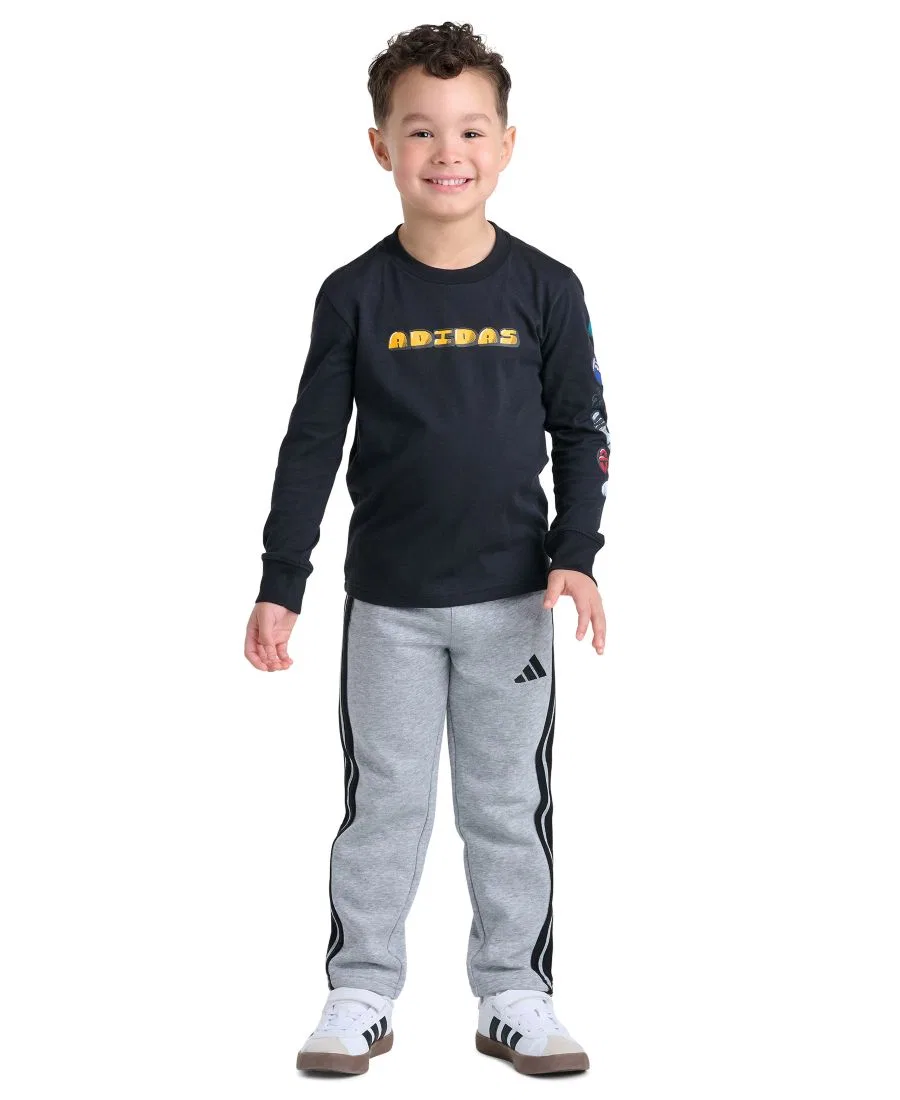 Комплект из лонгслива и брюк с камуфляжным принтом adidas, Black/Gray