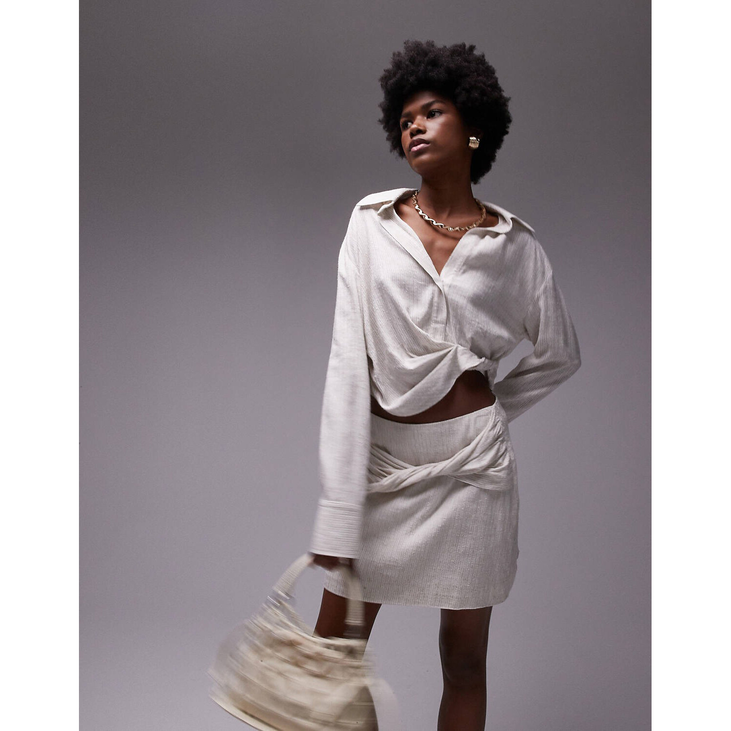 

Топ Topshop Co-Ord Drape Side, натуральный
