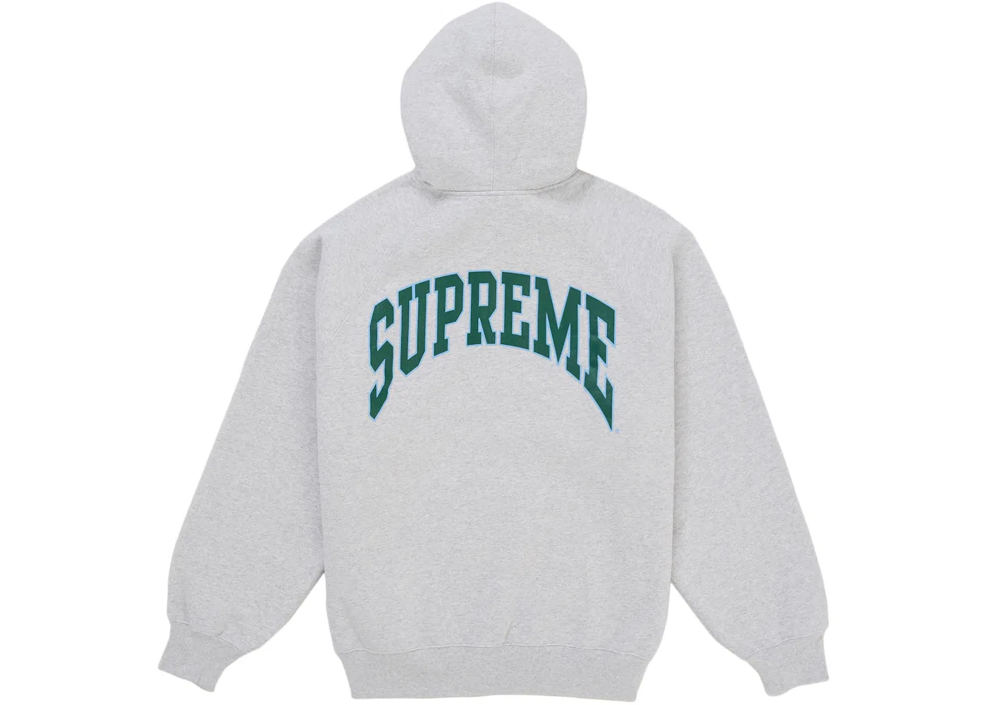 Мужская худи с принтом Cracked Raglan Zip Up Hooded Sweatshirt Supreme, Ash Grey — фото 2