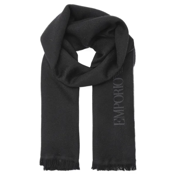 

Шерстяной шарф Emporio Armani, черный
