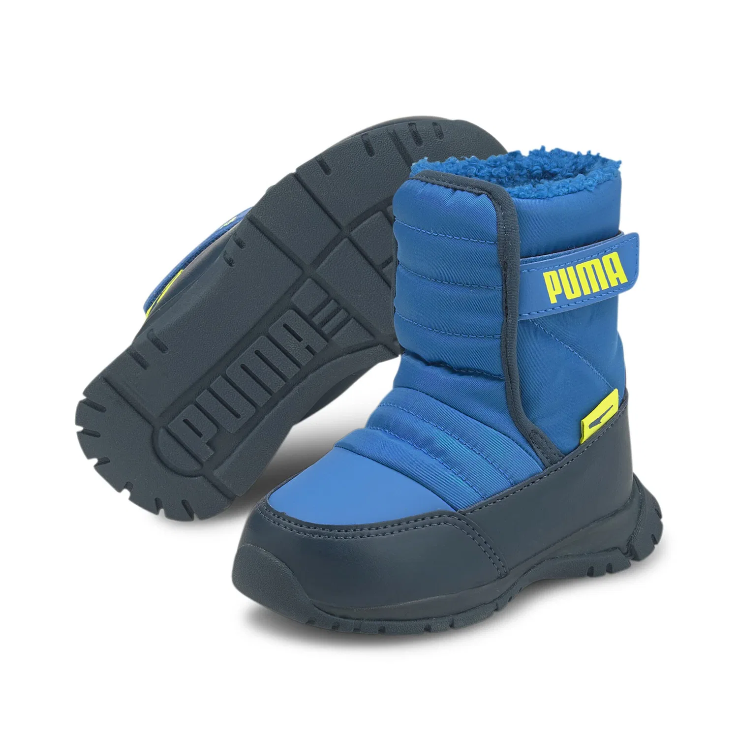 Детские ботинки для мальчиков зимние PUMA Nieve Boot Wtr Ac Inf, Blue Future Blue Nrgy Yellow — фото 2