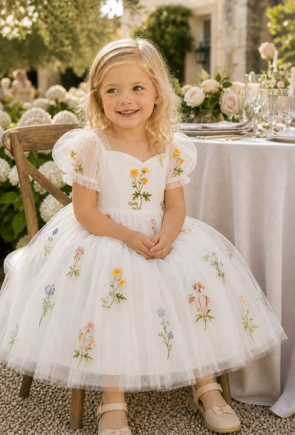 Платье для девочек с цветочным принтом Charlee Lilly + Bo, White