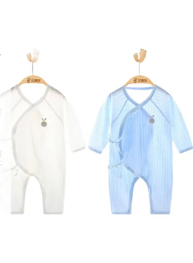 Боди-комбинезон с длинным рукавом комплект 2 предмета Babyprints, белый и синий — фото 2