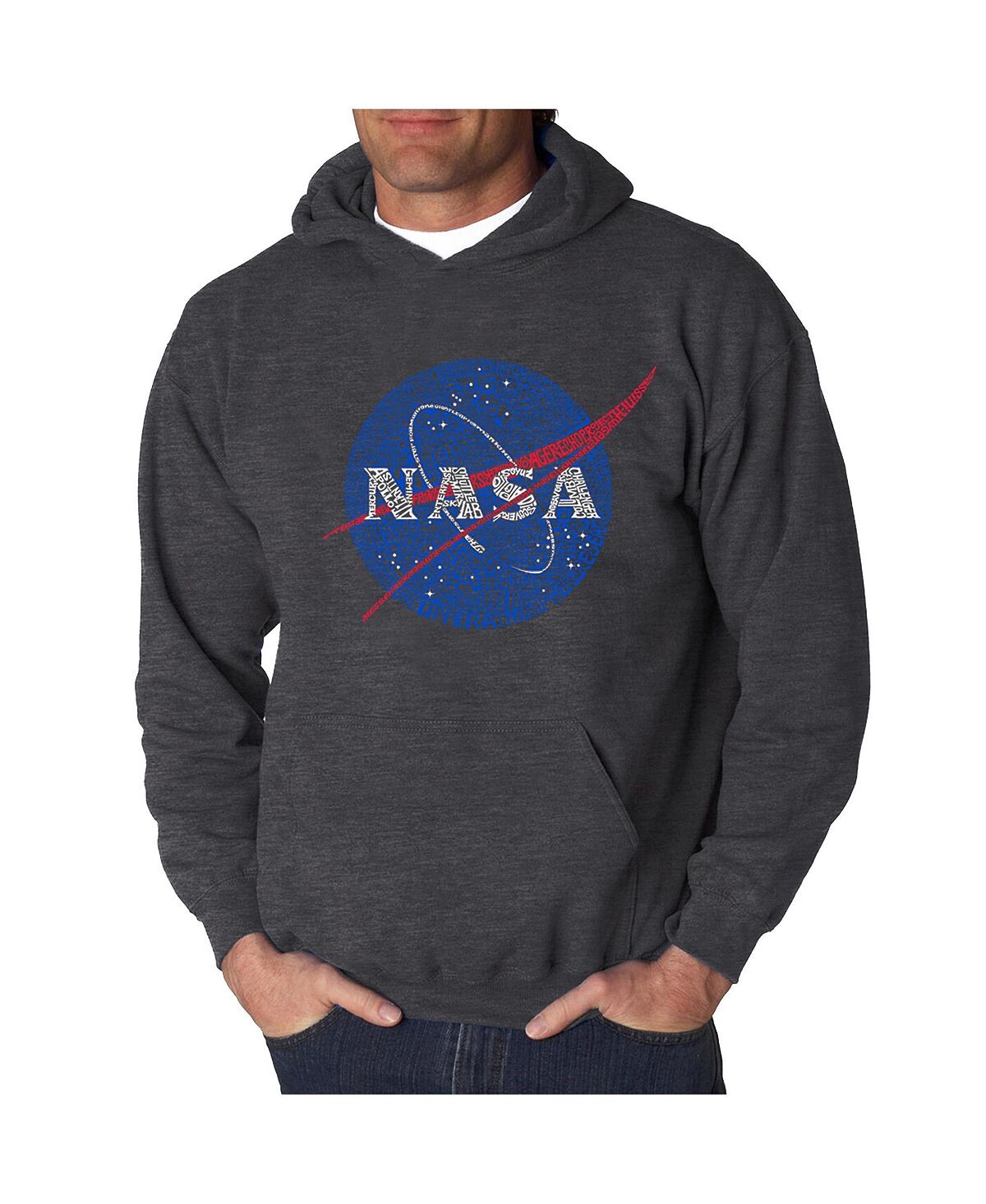 Мужская худи word art с логотипом nasa meatball LA Pop Art, черный — фото 4