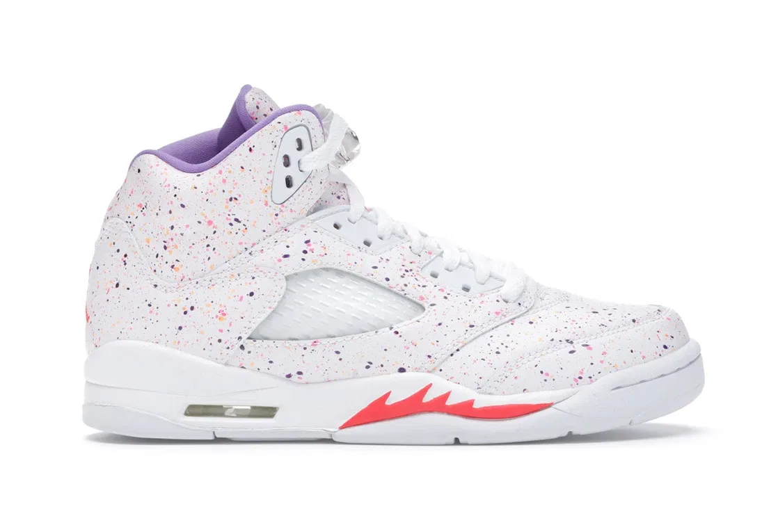 Детские кроссовки Lifestyle с принтом Jordan 5 Retro Easter (2020) (GS) Jordan, White/Laser Crimson-Voltage Purple