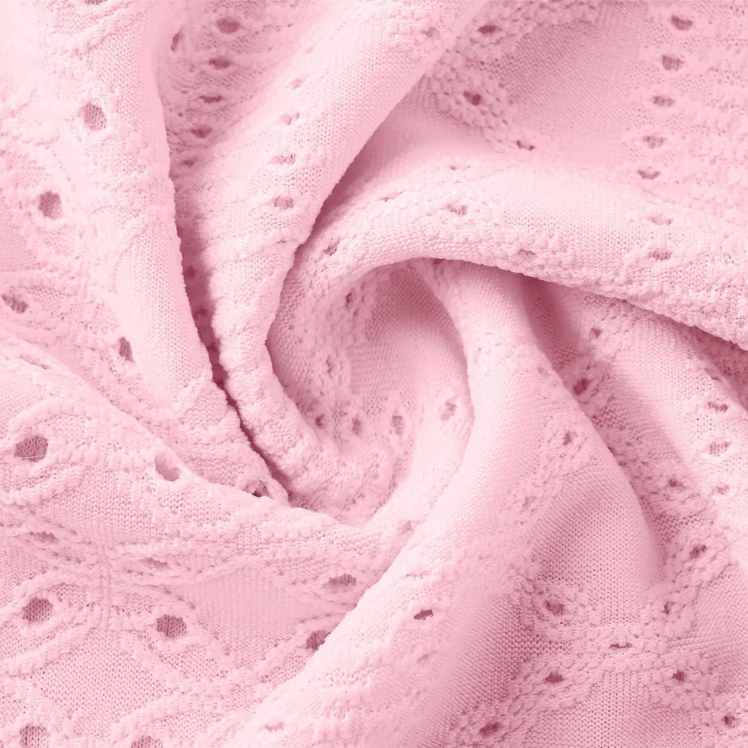 Женское летнее платье миди с V-образным вырезом, кружевная отделка, Pink — фото 4