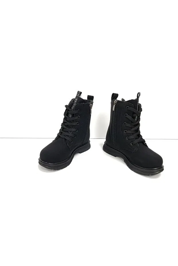 Детские ботинки для девочек на плоском ходу Kafkaslar short postal model colored girl's boots Kafkaslar Ayakkabi, Matte-Black — фото 2