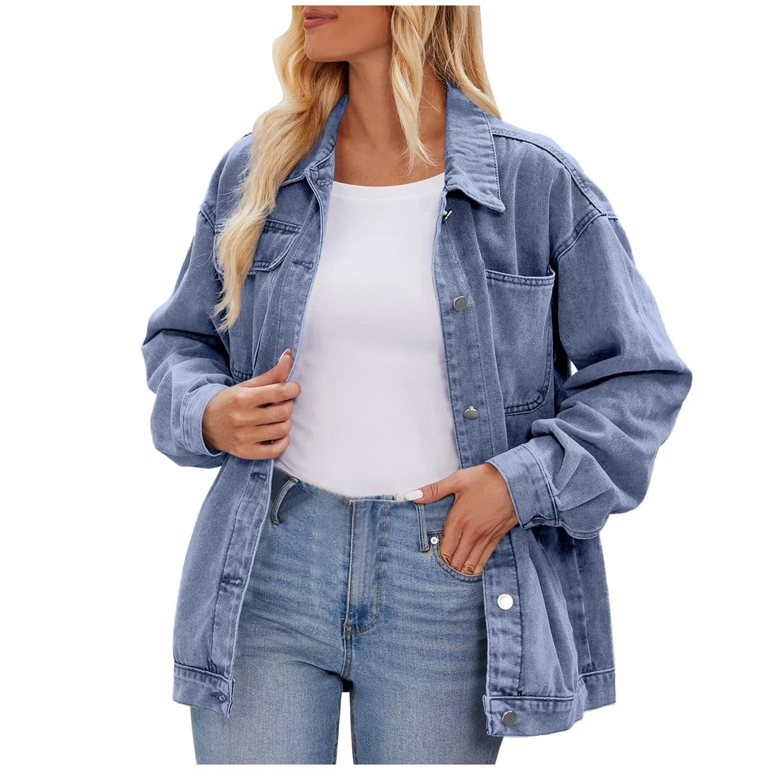 Женская джинсовая куртка с принтом, модель Giacche in denim elasticizzato, BU1
