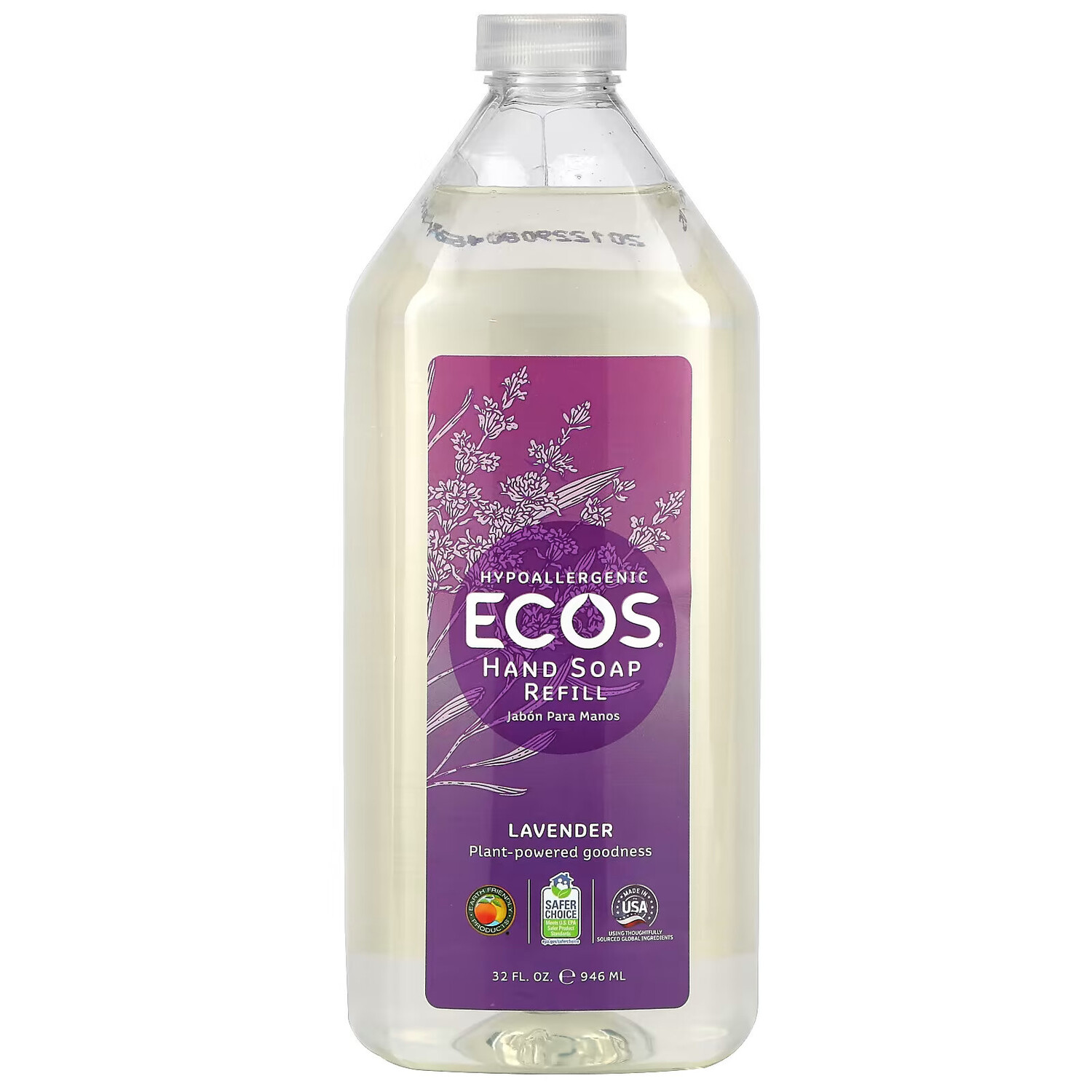 

Earth Friendly Products, Ecos, запасное мыло для рук, лаванда, 946 мл (32 жидк. Унции)