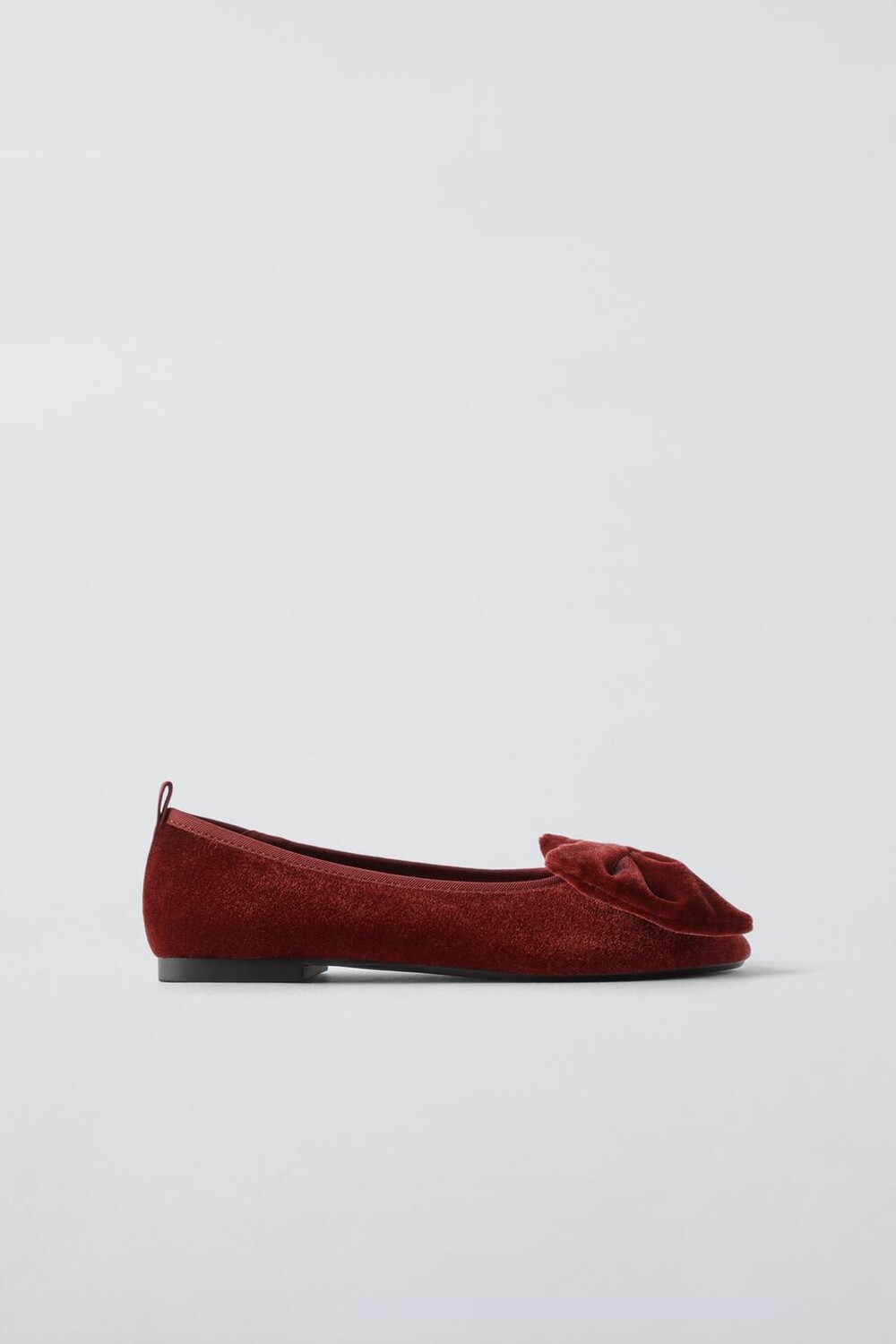 

Балетки из бархата с макси-бантом ZARA, бордовый