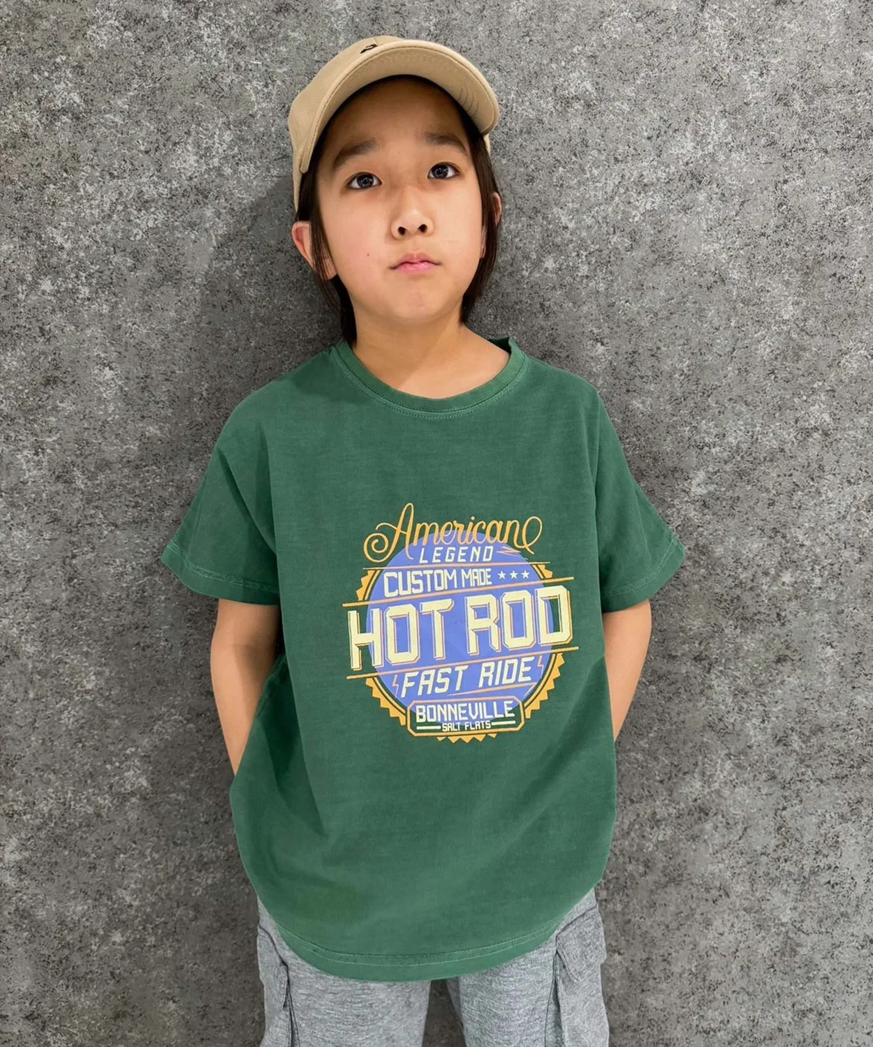 Детская футболка с принтом свободного кроя Pigment Dolman Print T-Shirt SHISKY, Dark Green