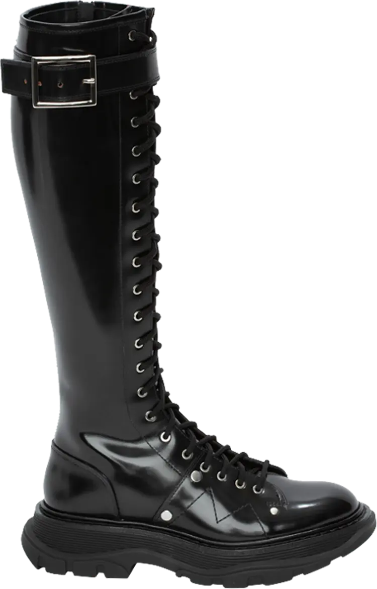 

Кроссовки Alexander McQueen Wmns Tread Lace Up Boot Black Silver, черный