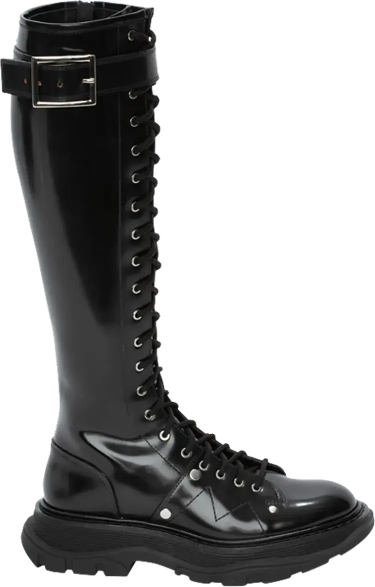 Кроссовки Alexander McQueen Wmns Tread Lace Up Boot Black Silver, черный