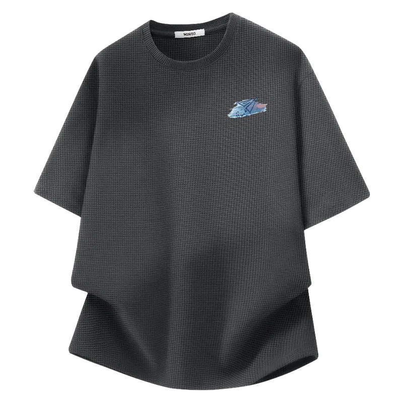 Детская футболка с коротким рукавом Paper Wings Chasing The Wind Chest Logo MINISO, Dark Gray