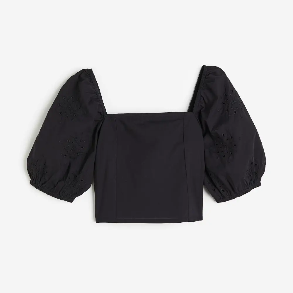 

Блузка H&M Puff-sleeved, черный
