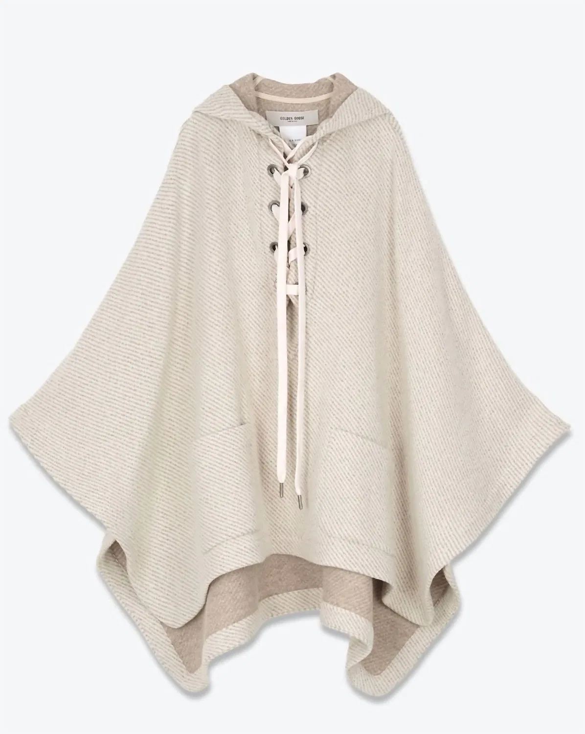 Женская накидка с капюшоном и шнуровкой Manteaux Criss Cape Golden Goose, Artic Sand