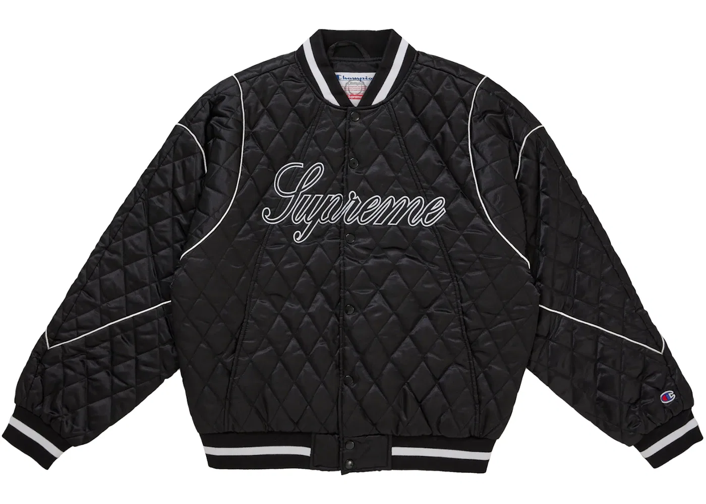Мужская стеганая куртка-бомбер Supreme Champion Quilted Satin Varsity, черный