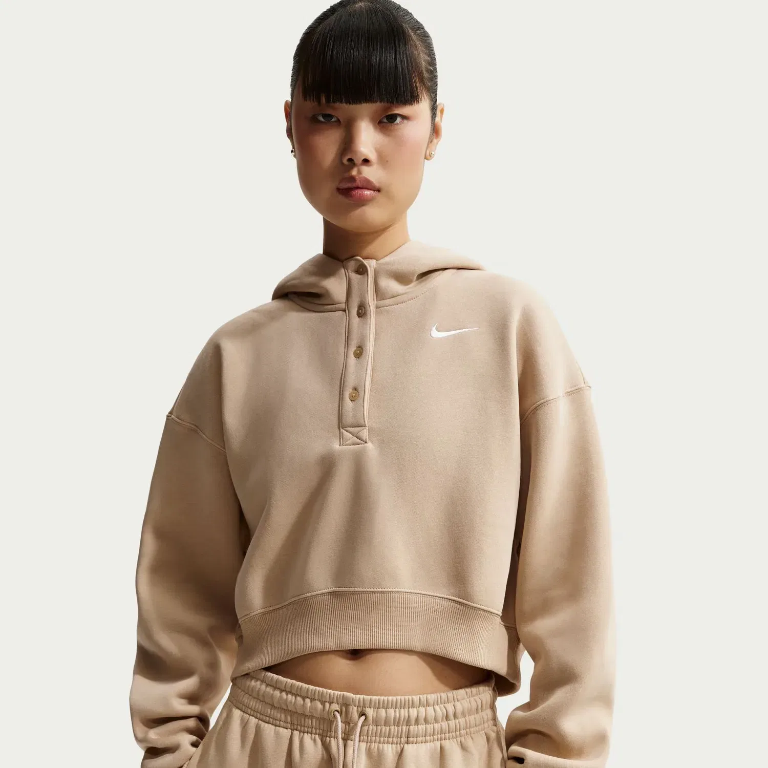 Женская укороченная худи с флисом Nike, Marrón