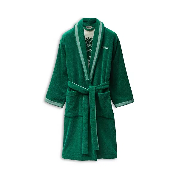 Женский халат из махровой ткани с поясом Medusa Jacquard Versace, Green/White