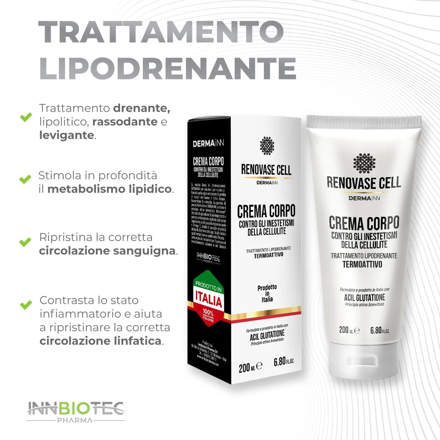 Крем антицеллюлитный Strong Warm Effect, Innbiotec Pharma, жиросжигающий и дренажный, подтягивающий для тела, для ног и ягодиц — фото 3